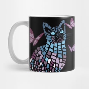 Abstract Colorful Cat and Butterflies Mug